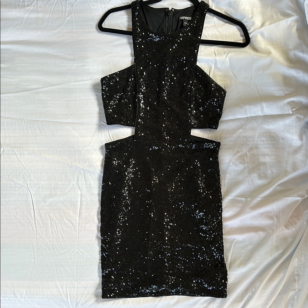 Sequin Black Cut-Out Dress